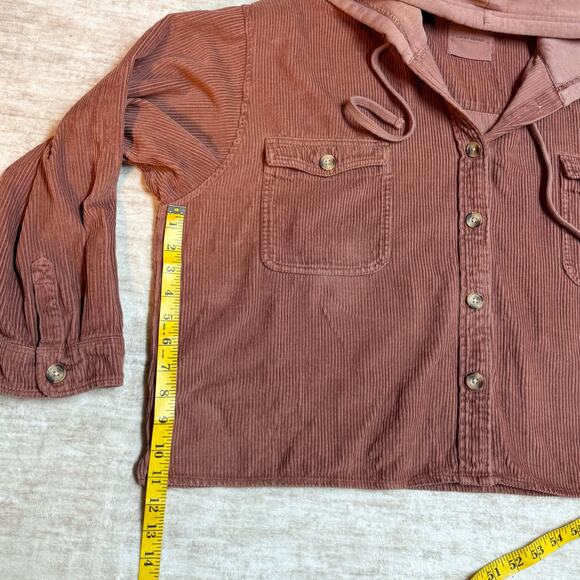 Lucky Brand Women’s XXL Blush Copper Corduroy Hoodie Jacket Shacket Hood Pockets - Picture 5 of 10